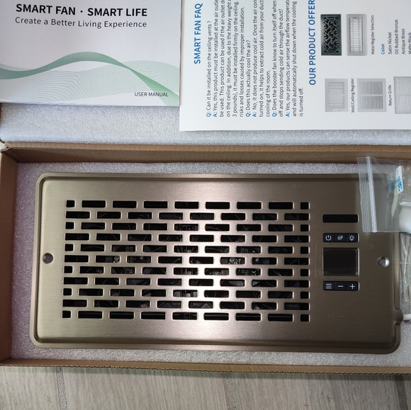 New Sanycasa Quiet Register Booster Fan Manhattan 4"X10" Satin Nickel NWT &  Box - Picture 3 of 13